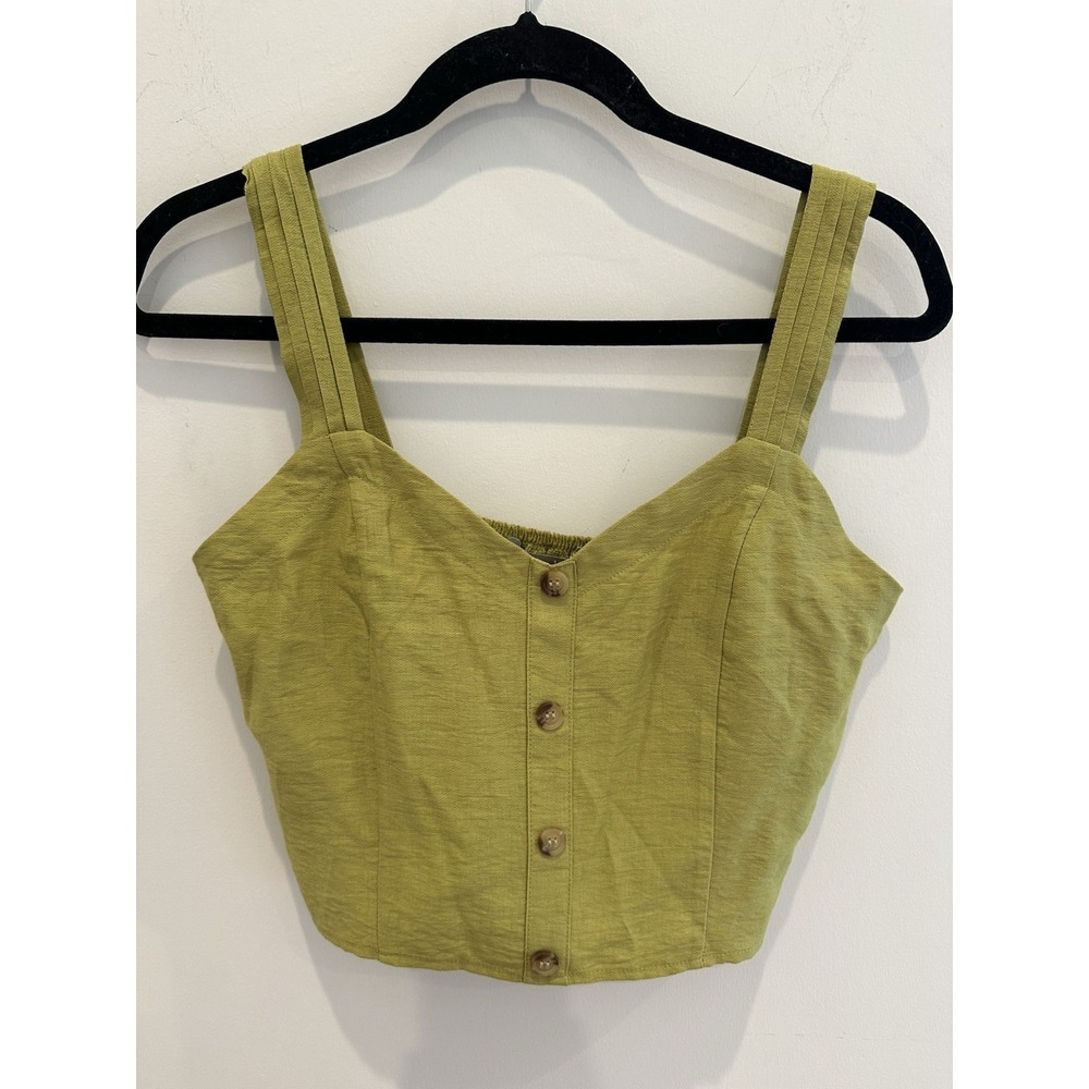 Paper Crane Lime Green Cropped Y2K Tank Top Size M